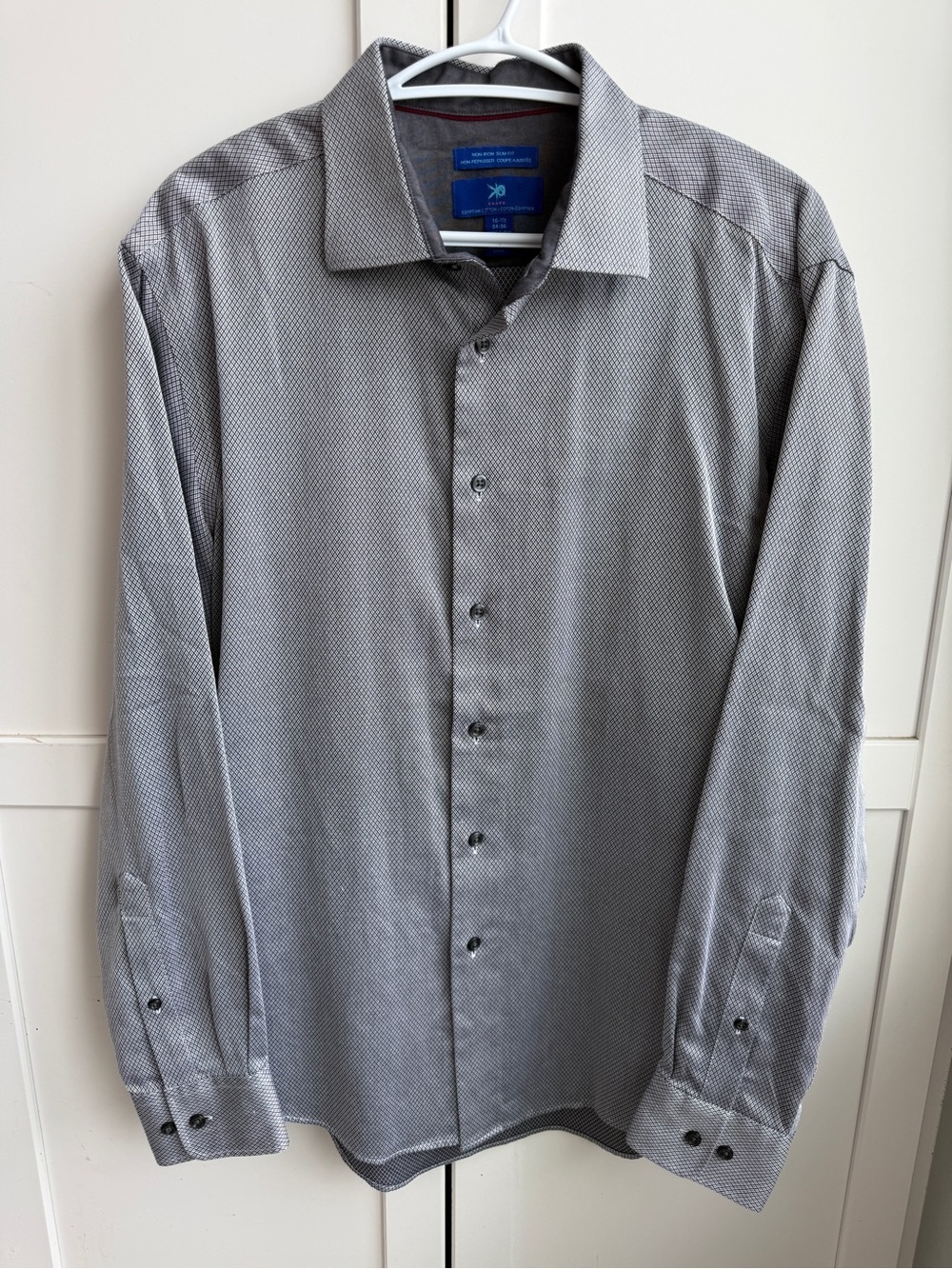 Egara Men’s Slim Fit Egyptian Cotton Dress Shirt 16½ 34/35 Gray Micro Print